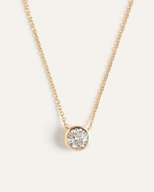 Quince 14K Lab Grown Diamond Bezel Necklace - White