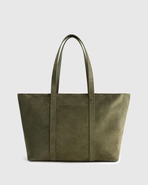 Quince Italian Suede Everyday Tote, Suede Leather - Green