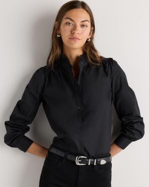 Quince Lace Ruffle Blouse, Organic Cotton - Black