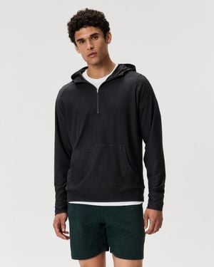 Quince Flowknit Performance Half-Zip Hoodie, Recycled Polyester - Black