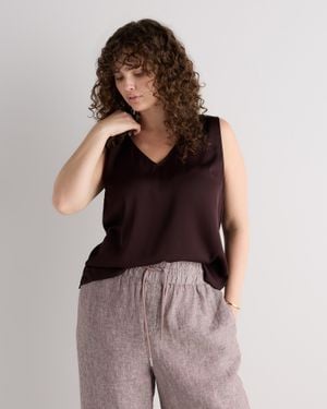 Quince Washable Stretch Silk Tank Top - Brown