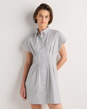Quince Stretch Twill Pleated Mini Shirt Dress, Cotton - Gray