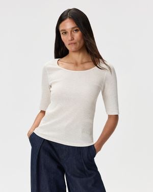 Quince Micro-Rib Elbow Sleeve Tee, Organic Cotton - White