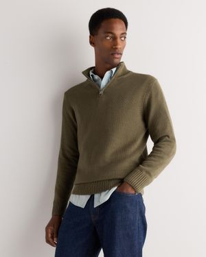 Quince Quarter-Zip Sweater, Organic Cotton - Green
