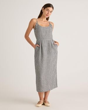 Quince 100% European Linen Scoop Neck Midi Dress - Gray