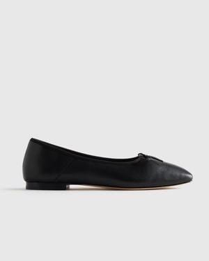 Quince Italian Leather Square Toe Ballet Flat - Black