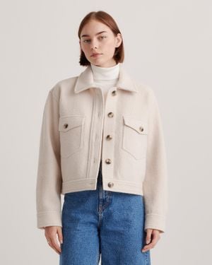 Quince 100% Merino Wool Cropped Shirt Jacket - Natural