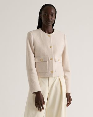 Quince 100% Merino Wool Collarless Cropped Jacket - Natural