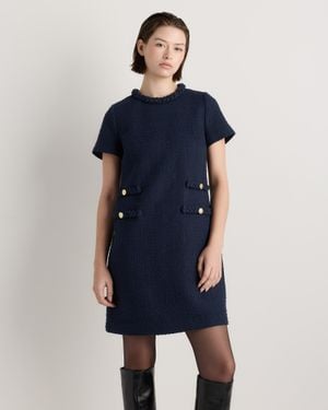 Quince Tweed Short Sleeve Mini Dress, Organic Cotton - Blue