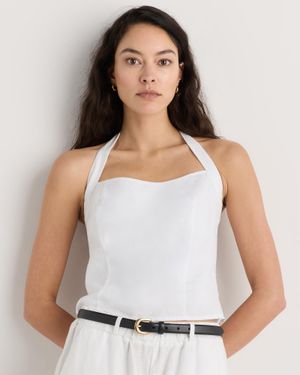 Quince 100% European Linen Halter Top - White