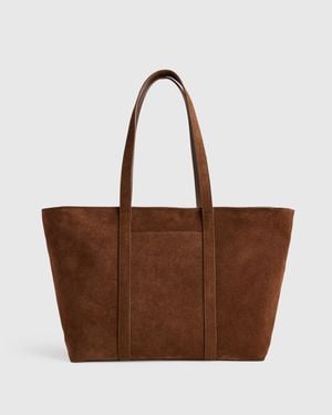 Quince Italian Suede Everyday Tote, Suede Leather - Brown