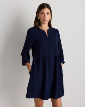 Quince Fluid Crepe Shirt Dress, Polyester - Blue