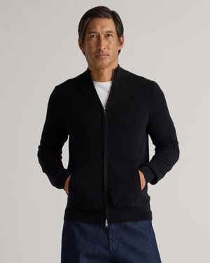Quince Mongolian Cashmere Full Zip Sweater - Black