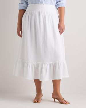 Quince Gauze Smocked Maxi Skirt, Organic Cotton - White