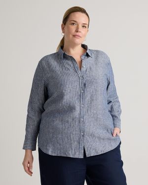 Quince 100% European Linen Long Sleeve Shirt - Blue