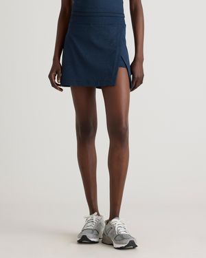 Quince Ultra-Soft Side Slit Skort, Polyester - Blue