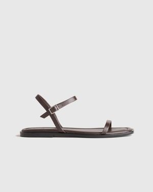 Quince Italian Leather Ankle Strap Flat Sandal - White