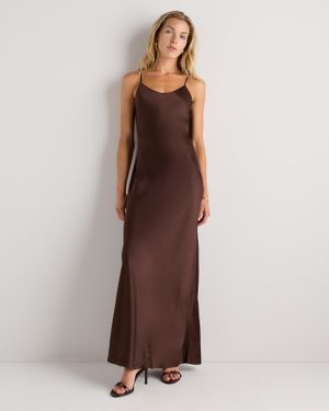 Quince Maxi Slip Dress, Mulberry Silk - Brown