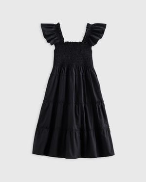 Quince Poplin Smocked Dress, Organic Cotton - Black