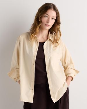 Quince Poplin Long Sleeve Boyfriend Shirt, Organic Cotton - Natural