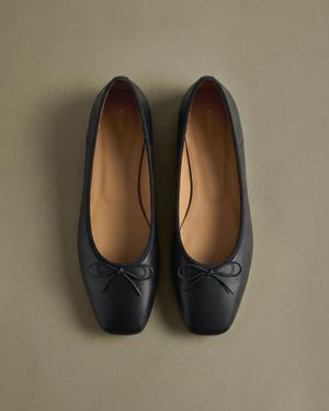 Quince Italian Leather Square Toe Ballet Flat - Black