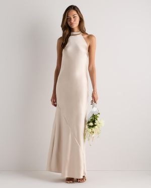 Quince Catalina Stretch Satin Dress, Recycled Polyester - Natural