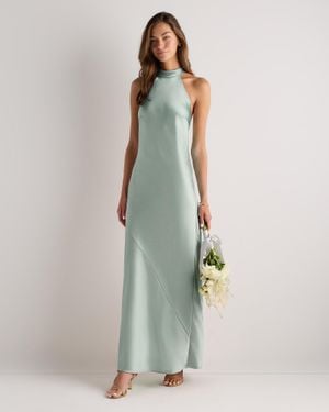 Quince Catalina Stretch Satin Dress, Recycled Polyester - Green
