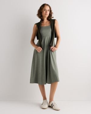 Quince Flowknit Breeze Fit & Flare Dress, 100% Polyester - Green