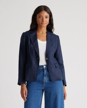 Quince 100% European Linen Structured Blazer - Blue