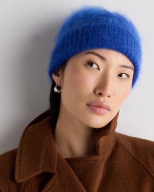 Quince Brushed Cashmere Beanie - Blue