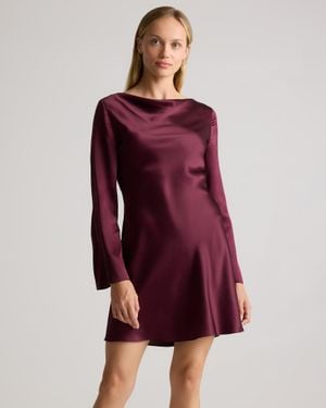 Quince Long Sleeve Mini Dress, Silk - Red