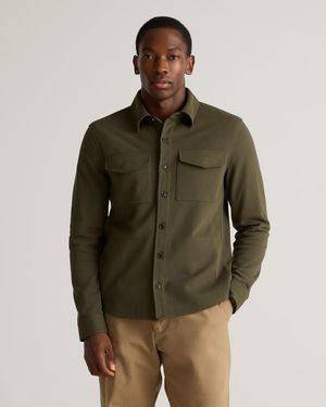 Quince Cotton Pique Knit Overshirt, Organic Cotton - Green