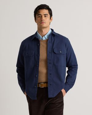 Quince Double-Brushed Stretch Overshirt Jacket, Organic Cotton - Blue
