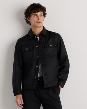 Quince Organic Waxed Canvas Trucker Jacket, Organic Cotton - Black