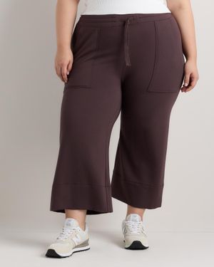 Quince Supersoft Fleece Cropped Wide Leg Pants, Lenzing Modal - Brown
