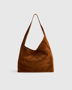 Quince Italian Suede Slouchy Shoulder Bag, Suede Leather - Brown