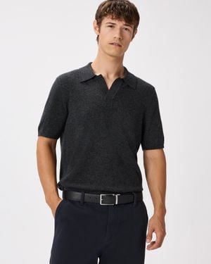 Quince 100% Mongolian Cashmere Johnny Collar Polo - Black