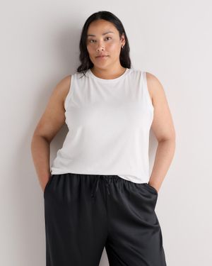 Quince Cotton Modal Muscle Tank Top, Cotton/Modal - White