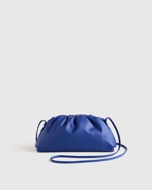 Quince Italian Leather Pouch Crossbody Clutch - Blue