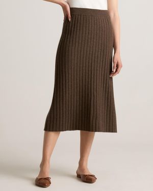 Quince Mongolian Cashmere Midi Skirt - Natural