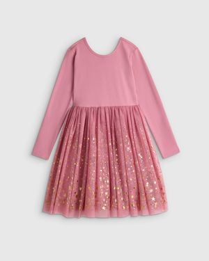 Quince Shimmer Tulle Dress, Organic Cotton - Pink