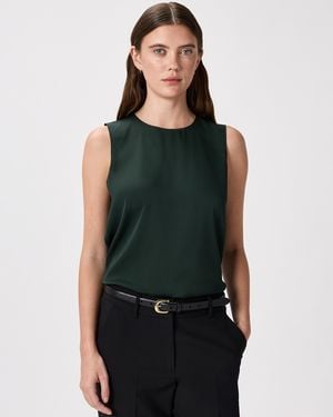 Quince Washable Stretch Silk Shell Tank Top, Mulberry Silk - Black