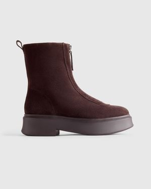 Quince Italian Leather Zip Front Lug Sole Boot - Brown