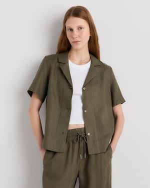 Quince 100% European Linen Short Sleeve Shirt - Green