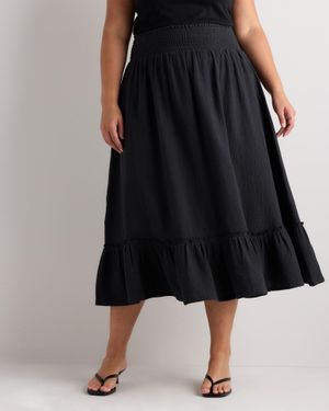 Quince Plus, Size Gauze Smocked Maxi Skirt, Organic Cotton - Black