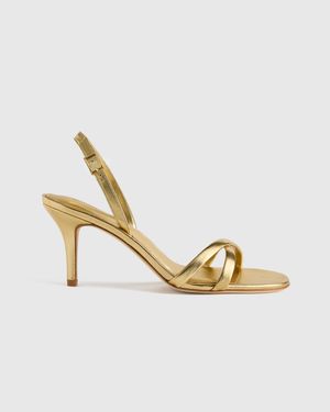 Quince Italian Leather 75Mm Slingback Heeled Sandal - Metallic