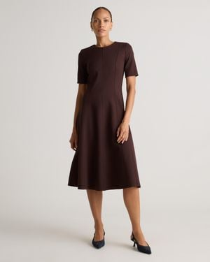 Quince Ultra-Stretch Ponte Short Sleeve Midi Dress, Rayon - Brown