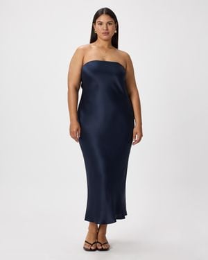 Quince Strapless Midi Dress, Mulberry Silk - Blue