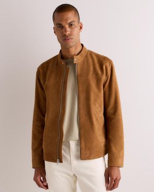 Quince 100% Suede Café Racer Jacket, Leather - Brown
