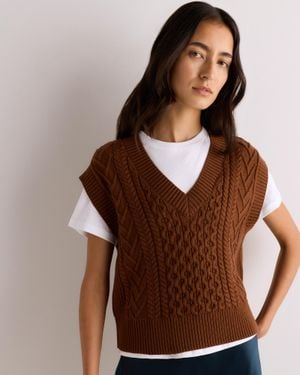 Quince Australian Merino Wool Cable Sweater Vest - Brown
